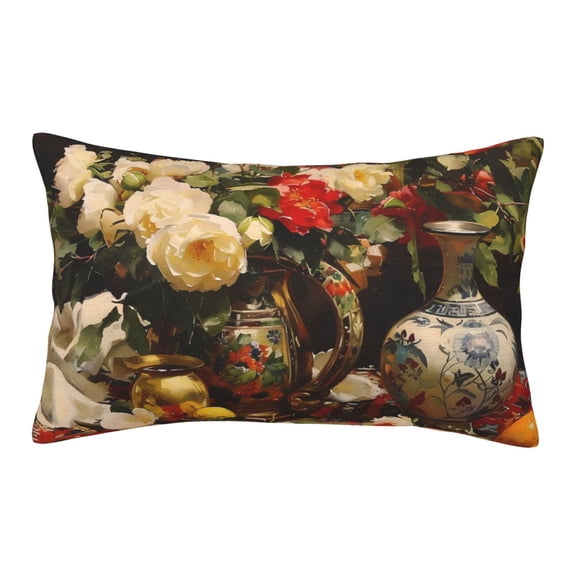 Xecao Elegant Still Life Roses for Decorative Throw Pillow Case for Couch,Sofa or Bed Set,Pillow Cover for Sofa Home Decor Ideal Gift(Pillow core not included)-14"x20"
