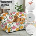 thumbnail image 6 of ZIATUBLES 3 Seater Recliner Sofa Covers Set of 8, Reclining Couch Slipcovers Stretch Recliner Covers with Storage Pocket, Soft Fitted Furniture Protector Slipcovers, Daisy Pink White Marble, 6 of 9