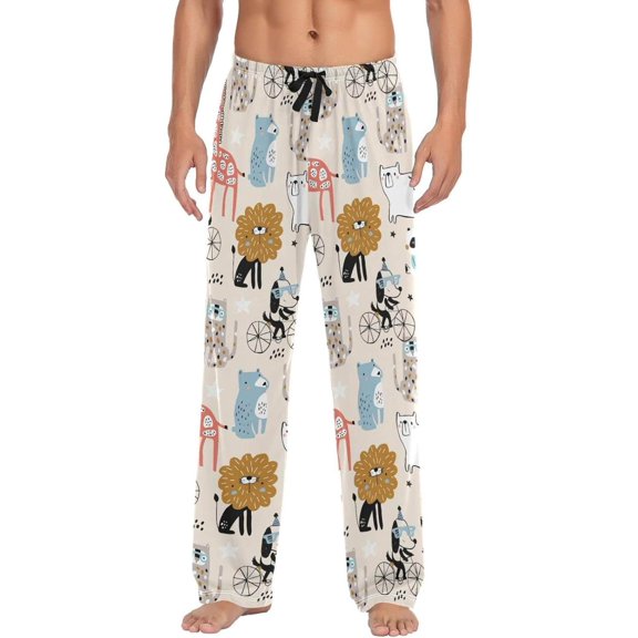 GZHJMY Cute Cartoon Dog Mens Pajama Pants, Comfortable and Soft Men Pajama Bottoms with Pockets and Drawstring, Christmas New Year Birthday Father's Day
