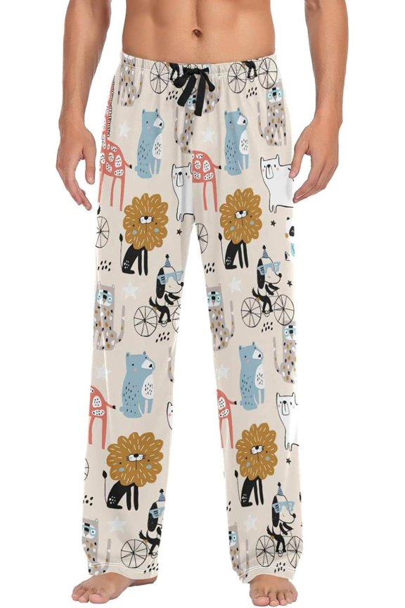 Cute Cartoon Dog Mens Pajama Pants, Comfortable and Soft MenPajamaBottoms with Pockets and Drawstring, Christmas New Year Birthday Father's Day