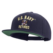 US Navy Retired Embroidered Wool Blend Prostyle Snapback Cap - Navy OSFM