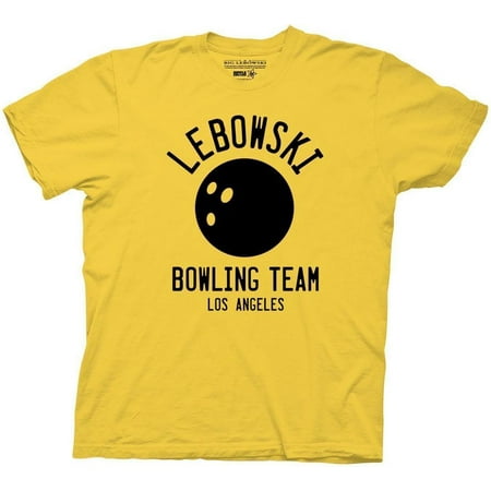 Ripple Junction Big Lebowski Bowling Team Adult T-Shirt Yellow (Best Bowling Team Names Funny)