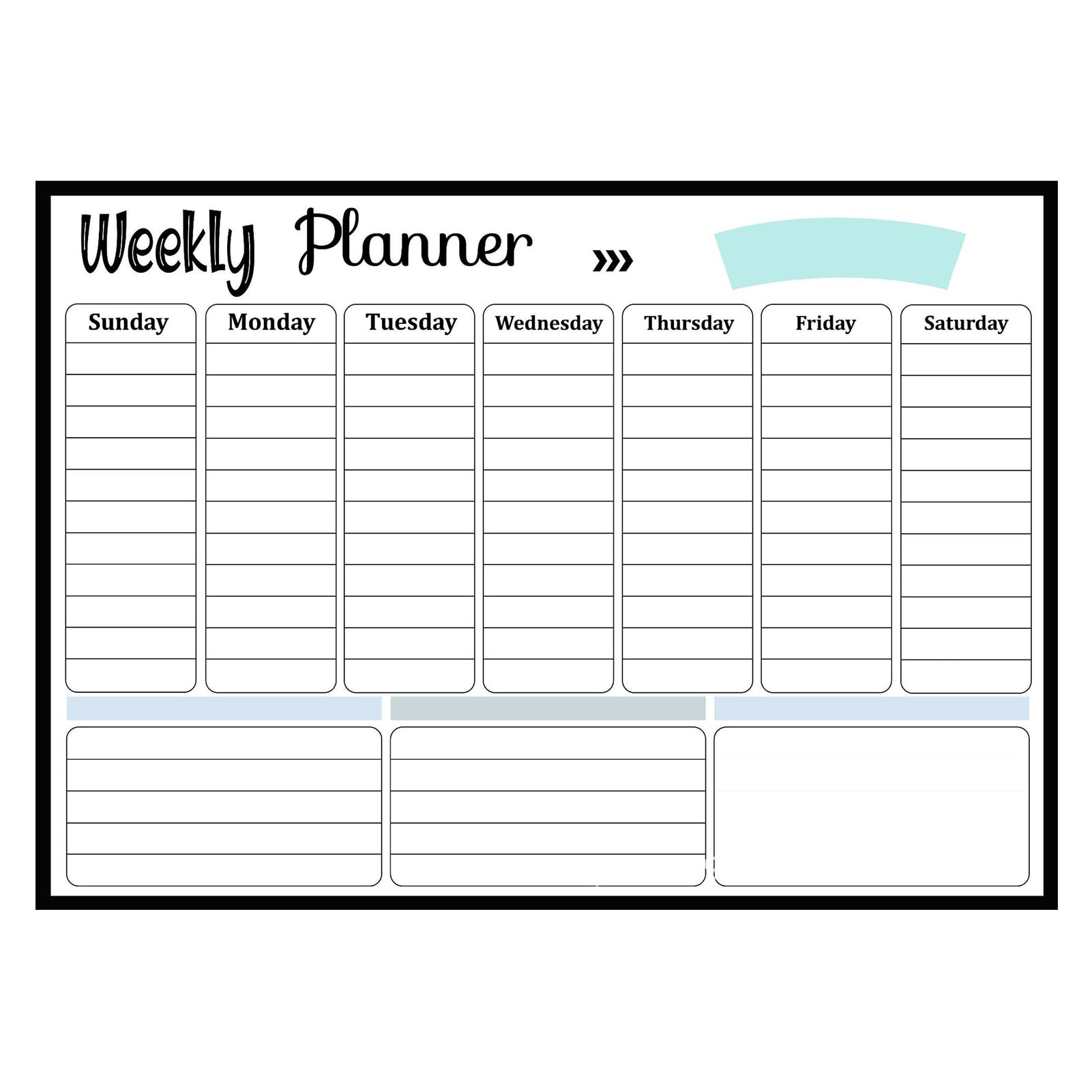 Small 11 x 8.5" Magnetic White Board & Pen Daily Kitchen Weekly Fridge Planner 