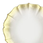American Atelier, Round, Contessa Glass Decorative Pearl White with Gold Glitter Charger Plate, 13