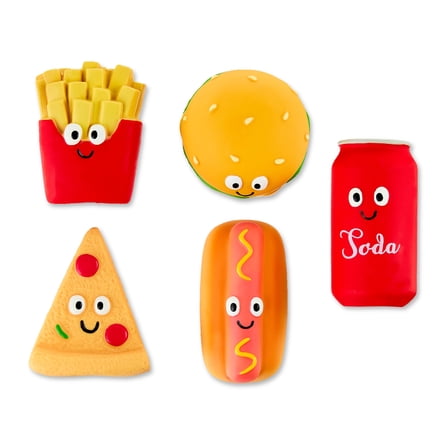 Vibrant Life 5-Piece Fast Food Latex Dog Toy Pack for Extra-Small Dogs, Multicolor