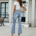 thumbnail image 5 of Bootcut Jeans for Women Y2K Baggy Stretchy Low Waisted Vintage Flare Jeans Button Closure Trendy Versatile Wide Leg Denim Pants with Pockets Light Blue M, 5 of 7