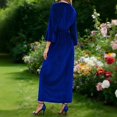 thumbnail image 6 of Mifsaly Long Sleeve Velvet Dress for Women 3/4 Flared Sleeve High Waist Midi Wedding Guest Dresses Spring Winter Cocktail Evening Party Gowns Elegant Semi Workwear M, 6 of 9