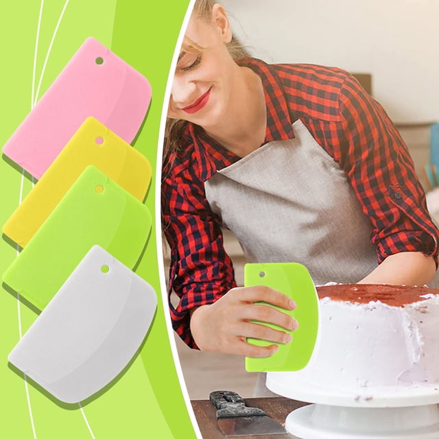 Scraper, Flexible Plastic Multipurpose Kitchen Cutter Tool Plastic Scraper Cake Cream Scraper Flour Dough Cutter Intestinal Powder Scraper Kitchen Tool Semi-circular D-shape Clearance