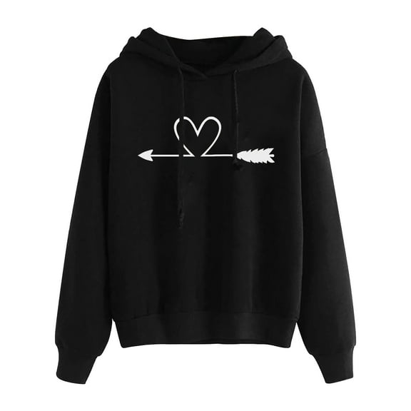 Jsaierl Womens Hoodies Oversized Heartbeat Print Hooded Sweatshirts Athletic Pullover Trendy Long Sleeve Top Hoodie Fall Saving