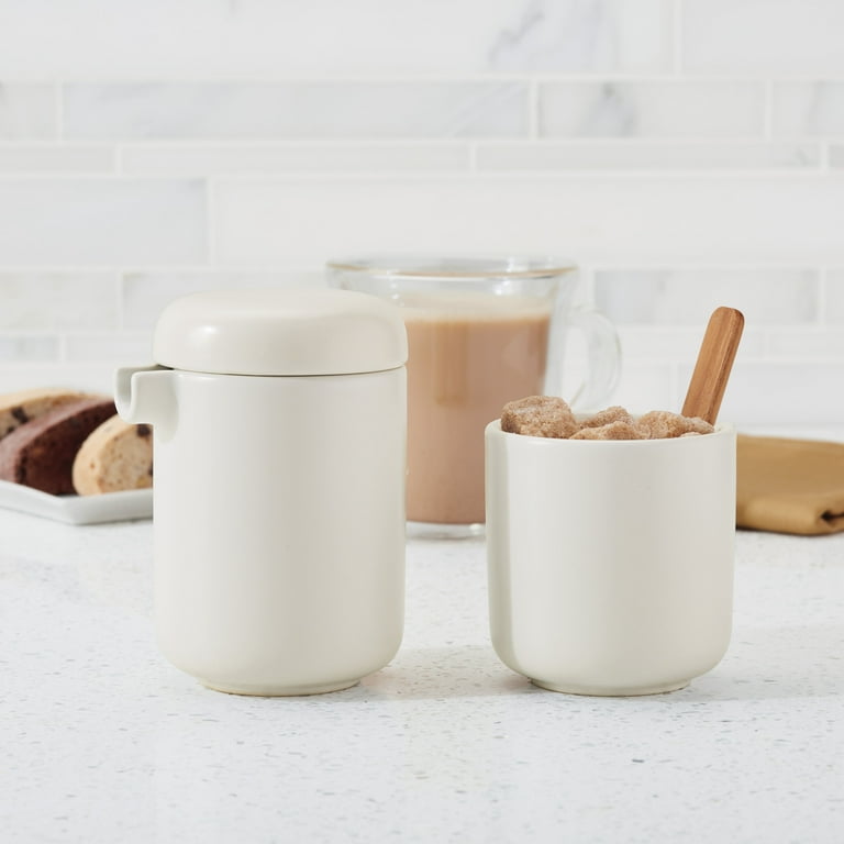 Bonjour Ceramic Coffee and Tea Sugar and Creamer Set - Matte White