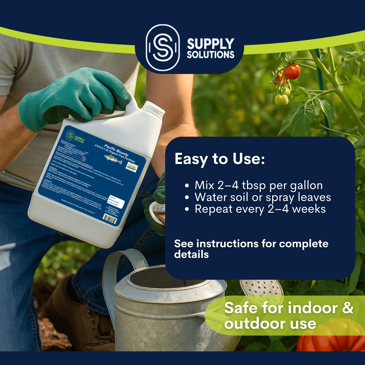 Supply Solutions OMRI Listed Fish Fertilizer for Plants - Organic Fertilizer for Fruits, Trees, Lawns, Shrubs, Flowers, Seeds - Non-GMO (32 Oz)