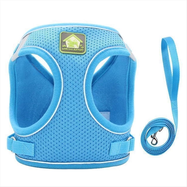 Arnés Reflectante para Perros y Gatos con Correa de Transpirable, Ajustable, Ideal para Pasear Al Aire Libre, para Mascotas Pequeñas y Medianas.