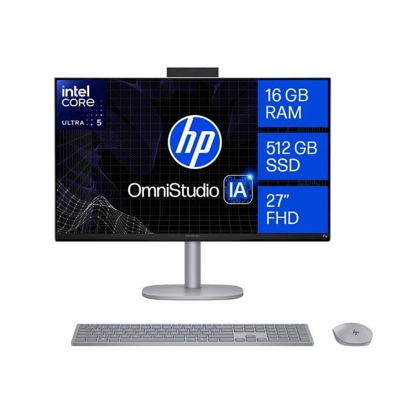 All in One HP OmniStudio X Next Gen AI 27-cs1251la PC Intel Core Ultra 5 8 nucleos 16GB 512GB SSD Plata