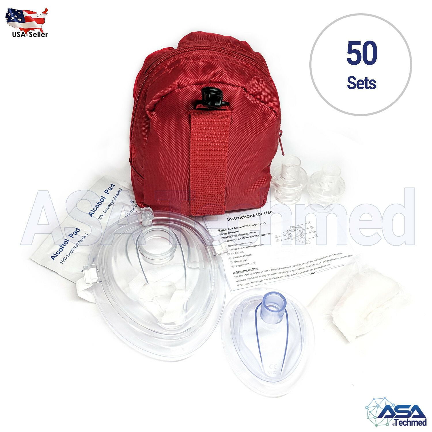 50 WNL CPR mask in Soft case w/Gloves Adult/Child and Separate Mask for