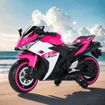 thumbnail image 3 of Kids Motorcycle Ride On Toy, Two Seats Battery Powered Ride On Bike, Electric Motorcycle for Kids Ages 3-8 Years, 4Mph Max, Christmas Toy Gifts,Pink, 3 of 8