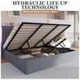 thumbnail image 6 of Amolife King Size Lift Up Hydraulic Storage Bed Frame, Velvet Adjustable Headboard with LED Light and Built-in Charging Station and Storage Shelf, Grey, 6 of 10