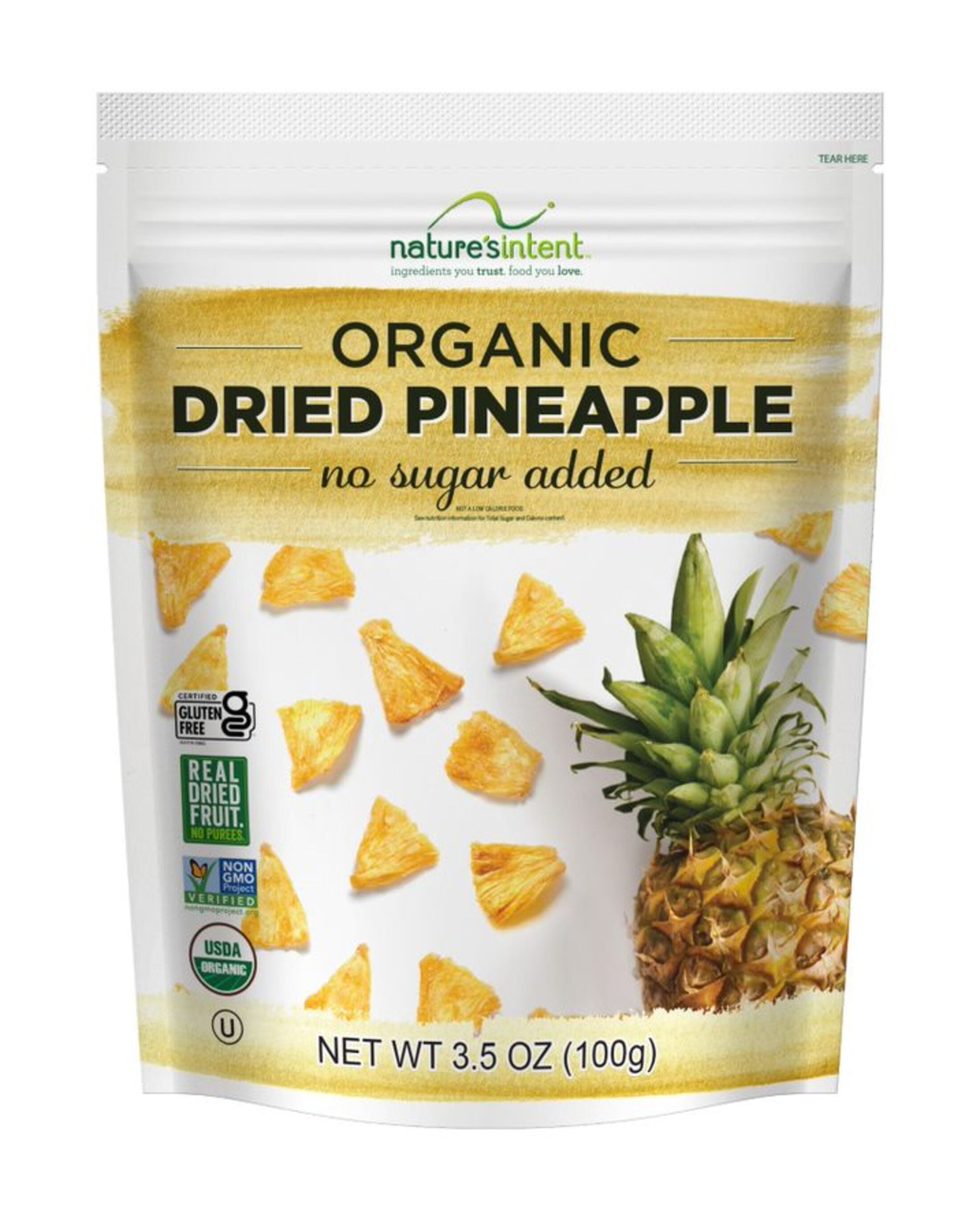 Nature's Intent Organic Dried Pineapple, 3.5 oz, 1Pack