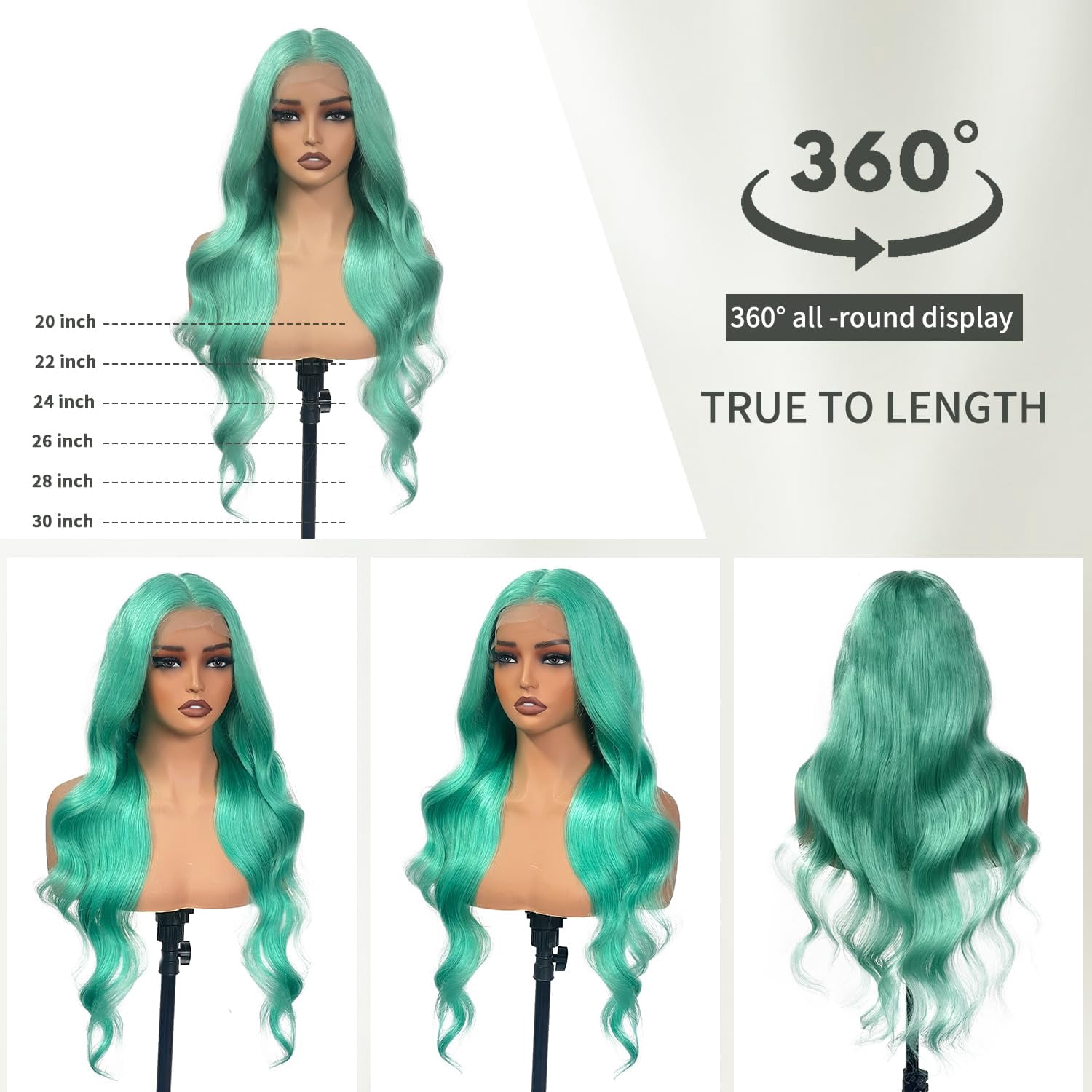 Body Wave Mint Green 13x4 Lace Front Wigs Human Hair 200 Density Pre Plucked Pre Cut UHD Lace Glueless Wig Colored Brazilian Virgin Hair Wigs For Black Women 24 inches