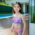 thumbnail image 2 of LIIPEE Girls Swimwear Summer Fall 3 Piece Tie Dye Fish Scale Printed Ruffled Halter Neck Bikini With Fish Tail Skirt Set Swimsuit Trendy Beach Beachwear,Blue,4-5 Years, 2 of 3
