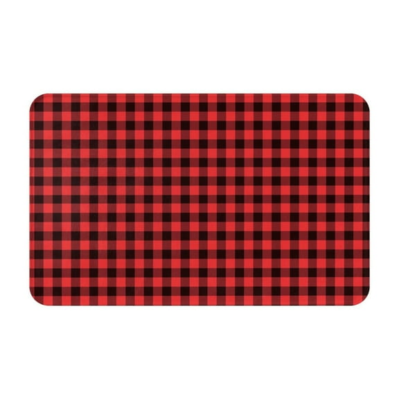 Bathroom Rugs Non Slip Washable - Buffalo Plaid Red Black Kitchen Mats for Floor, Area Rugs for Entryway Rugs Indoor, Laundry Bathroom Room Door Rug with Rubber Backing 20x31.5in