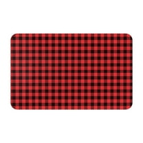 Bathroom Rugs Non Slip Washable - Buffalo Plaid Red Black Kitchen Mats for Floor, Area Rugs for Entryway Rugs Indoor, Laundry Bathroom Room Door Rug with Rubber Backing 20x31.5in