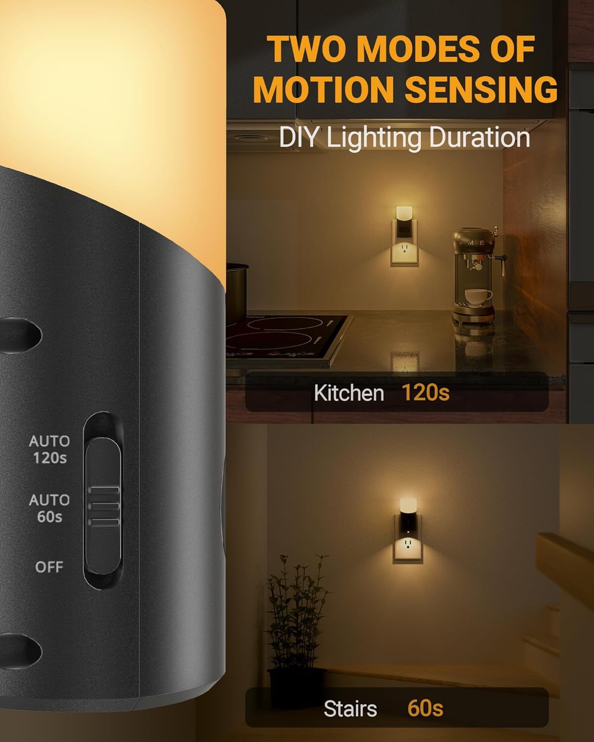 LED Night Lights Plug into Wall with Motion Sensor, 1-150LM Dimmable Plug-in Nightlight Indoor for Bedroom, Bathroom, Hallway, Stairs, Pet House, Toilet, 2 Pack
