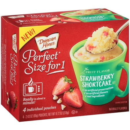 (6 Pack) Duncan Hines Perfect Size for One Fruit Flavor Strawberry Shortcake Cake Mix 4-2.43 oz (Best Cake Flavor Combinations)