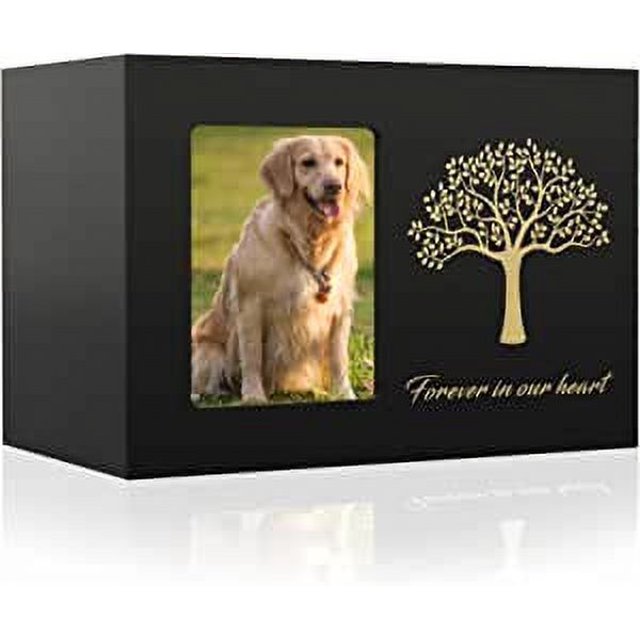 Urna para Perros Urna de Madera para Mascotas Urna para Perros y Gatos con Marco de Fotos Árbol de la Vida Bolsa de Tela para Recuerdo de Mascotas con Cenizas ER