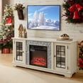 thumbnail image 3 of Electric Fireplace TV Stand for 65″ TVs, UHOMEPRO Fireplace Entertainment Center TV Console Table with 18″ Fireplace, 2-Door Storage Cabinets, Holds up to 200 lbs, White, 3 of 14