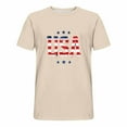 thumbnail image 3 of T-shirts for Men Plus Size under $5 Short Sleeve Independence Day Round-Neck Print Casual Blouses Beige L, 3 of 4