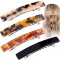thumbnail image 1 of STSTR 4 pinzas para el pelo con pasador francés para mujer de 2,95 pulgadas, pequeñas pinzas para el pelo de concha de tortuga, curvadas, brillantes, finas, accesorios planos para el cabello para muje, 1 of 1