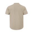 thumbnail image 5 of New Mens Short Sleeve T Shirts Solid Color Stand Up Collar Shirt Summer Trendy Breathable Loose Youth Basic Cotton Top Male Cotton And Linen Casual Shirts Khaki 3XL, 5 of 6