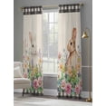 thumbnail image 4 of Easter Bunny Sheer Curtains 96 Inch Length 2 Panels for Living Room, Spring Flowers Leaves Cute Rabbits Pastoral Plants Voile Kitchen Curtain Set, Luxury Privacy Drapes Window Treatment for Bedroom, 4 of 7