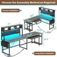 thumbnail image 2 of L-Shaped Desk with Hutch & Pegboard, Corner Gaming Desk with LED Lights & Charging Station for Bedroom, Dark Gray, 2 of 7