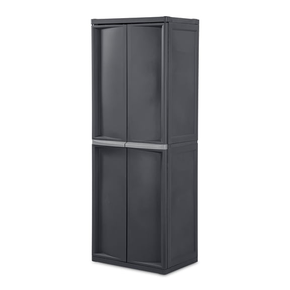 Sterilite Adjustable 4-Shelf Gray Garage Storage Cabinet With Doors, 2 Pack