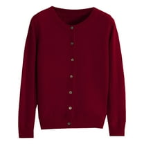 Jxximdong Cardigans for Women, Classic Button Down Long Sleeve V Neck Soft Knit Sweater, Women's Bolero Shrugs Red