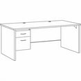 thumbnail image 3 of Lorell Walnut Laminate Commercial Steel Desk Series Pedestal Desk - 2-Drawer 72" x 36" , 1.1" Top - 2 x Box Drawer(s), File Drawer(s) - Single Pedestal on Left Side - Material: Steel - Finish: Walnut, 3 of 7