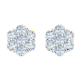thumbnail image 3 of 1 Carat Diamond Cluster Stud Earrings in 14K White Gold, 3 of 5