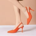 thumbnail image 4 of Pointy Toe Heels for Women, Slingback Court Shoes Heel, Ladies Pumps Ankle Strap Dress Sandals, Suitable for Shopping, Attending Events and Other Occasions. (Orange Size 40), 4 of 7