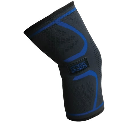 Athletec Sport Knee Compression Sleeve for Knee Pain, Joint Pain, Arthritis Relief, Meniscus Tear and Injury, Support for Running, Walking, Workout, Recovery - Size Medium in Black (One
