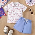 thumbnail image 2 of Xudanell Baby Boy 4th of July Outfits Short Sleeve Star All Over Print Button down Shirt Shorts Set Toddler Clothes White 3-4 Years, 2 of 9