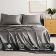 thumbnail image 3 of CGW 4-Piece Satin Bed Sheet Set, Queen – Luxury Silky Feel, Deep Pocket, Cooling & Breathable, Easy Care, Classic Gray, 3 of 9