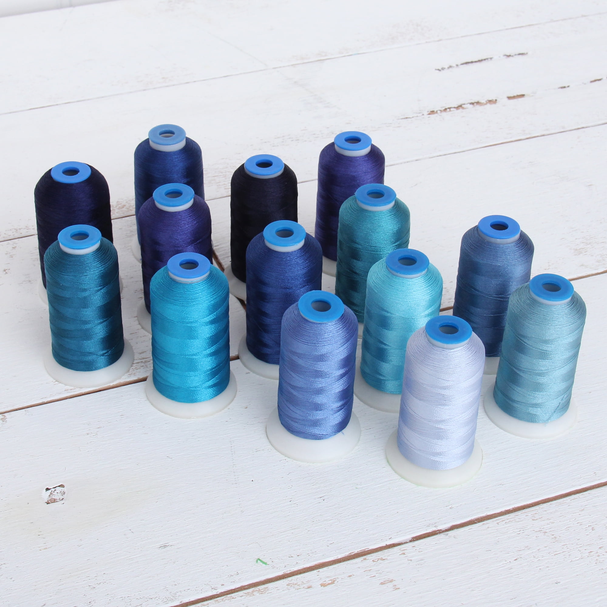 14 Cone Blue Color Builder Polyester Thread Set by Threadart 1000m