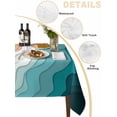 thumbnail image 5 of Teal Green Rectangle Tablecloth, Geometric Brown White Beach Waves Gradient Waterproof & StainResistant Tablecloth, Washable Oil-proof Table Cover for Dining/Party/Wedding/Camping/Buffet 54x108 In, 5 of 9