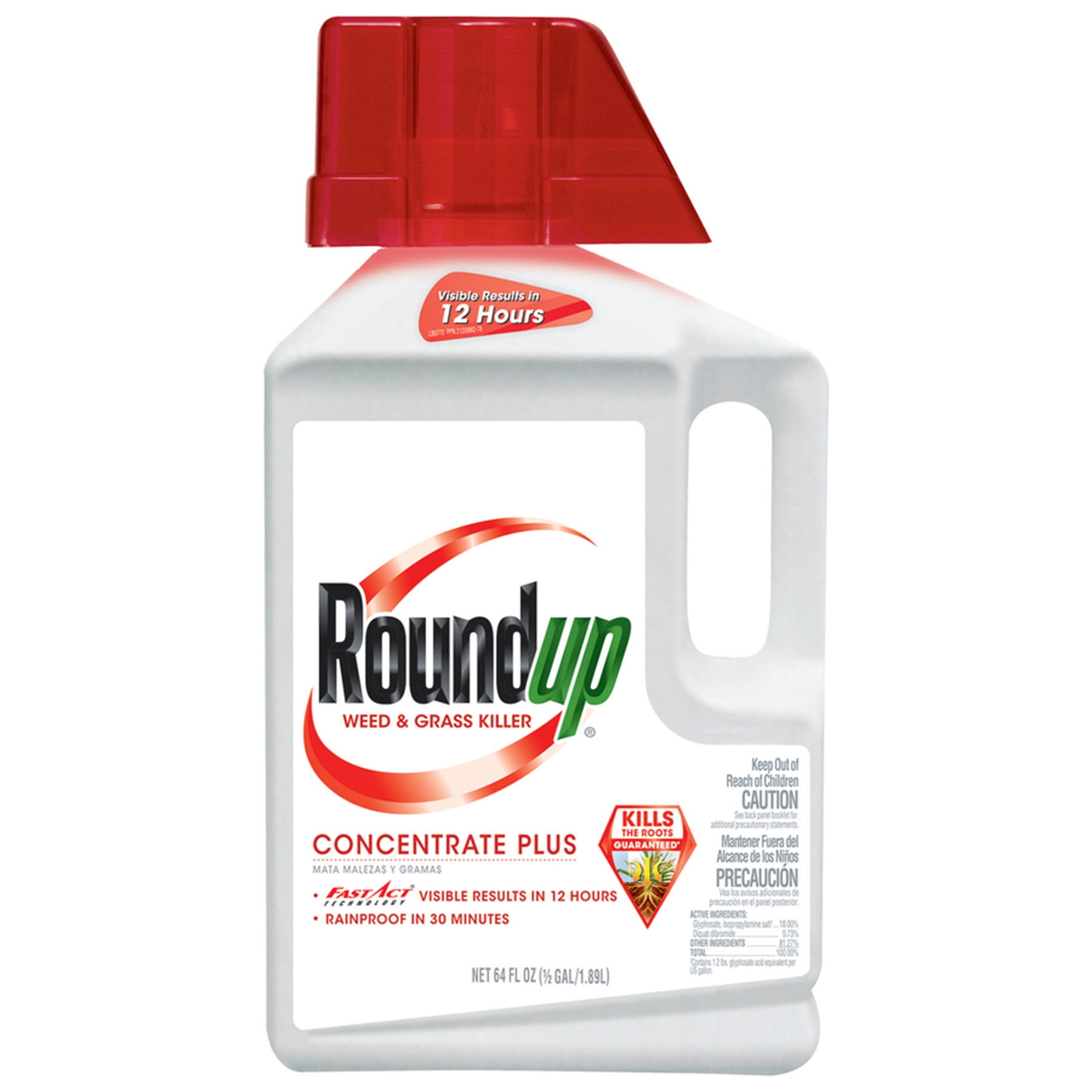 Roundup Weed & Grass Killer Concentrate Plus, 64 oz., Visible Results