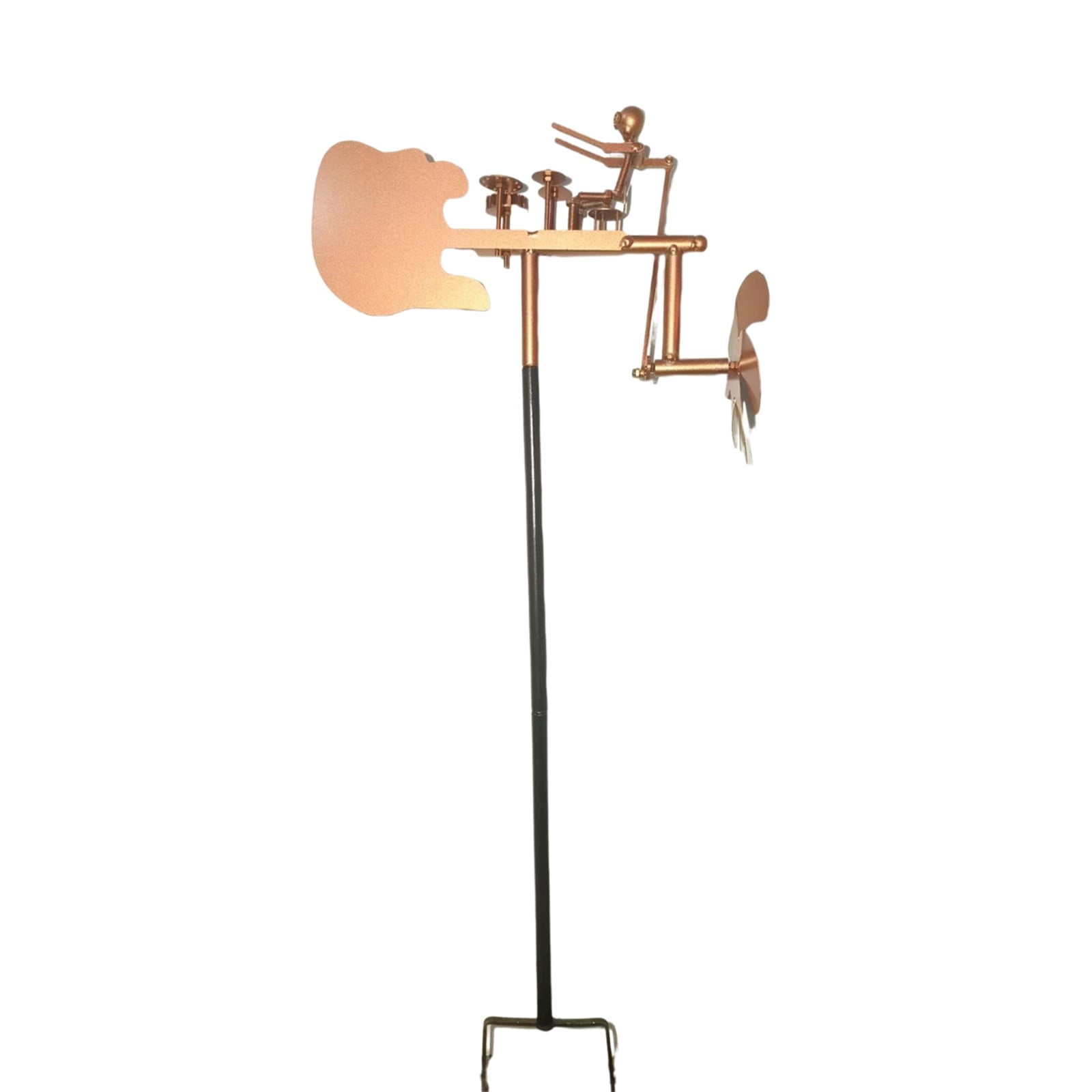 Cthrlog Drummer Windmill Metal Sculpture, Wind-Powered Spinning Kinetic Art, Creative Garden Decoration for Outdoor Patio and Yard, Handmade Iron Weatherproof, Ships Separately with English Manual
