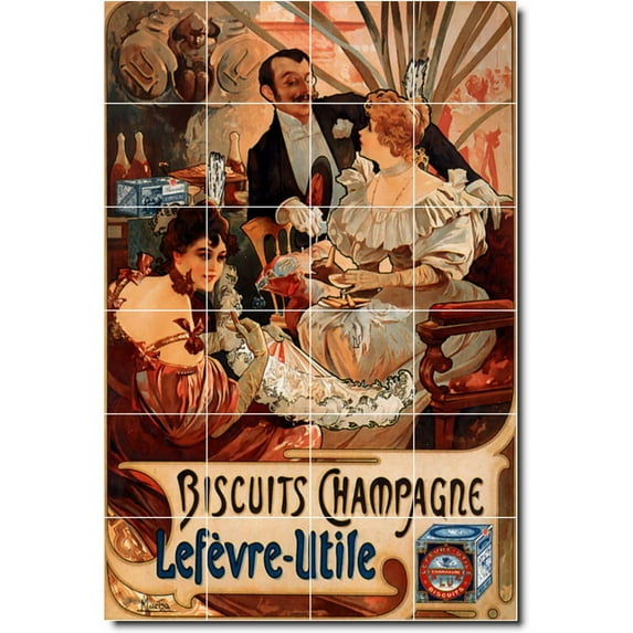 Ceramic Tile Mural-Alphonse Mucha Poster Art Floor Tile Mural 14. 32" w x 48" h using (24) 8 x 8 ceramic tiles