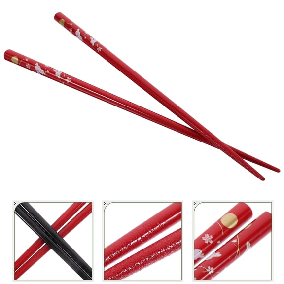 SWETRACE Reusable Japanese Wood Chopsticks for Eating Food Red Color Easy to Clean and Lightweight