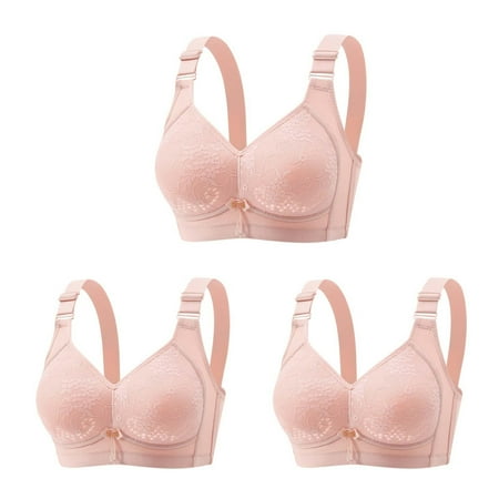 Mrat High Impact Sports Bra 3pc Womens Wireless Bras for Women Full Cover  Smoothing Comfort Bra  Adjustable Strap Breathable Bra Underwear Everyday Bras S-230 Pink-A XXL