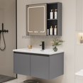 thumbnail image 2 of Armario de baño montado en la pared, combinación de lavabo, tocador de cerámica integrado, mueble con espejo, 2 of 4